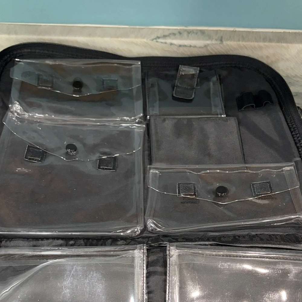 Men's Women’s Avon sellers Black Leather Briefcase with Silver Hardware